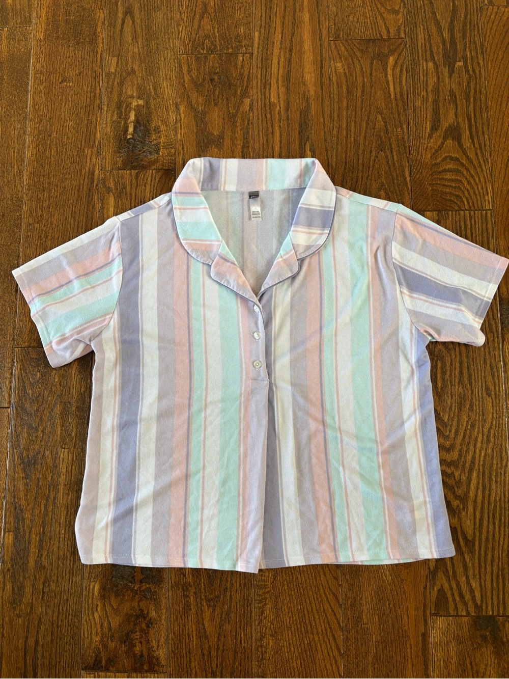 Boutique Pastel Striped Pajama Set | Short Sleeve Top & Shorts | XL - Picture 2 of 14